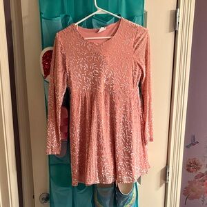 Self Esteem Coral Dress with Leaf Design